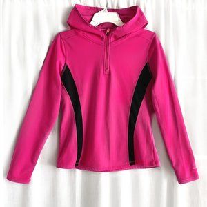 Sport style hoodie / hooded shirt, warm, long sleeve. Dark pink. Junior size M.